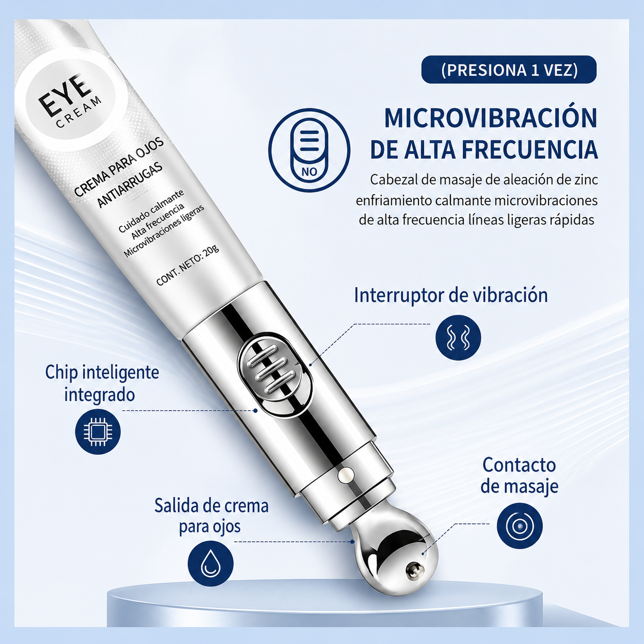 Crema para los ojos y masajeador eléctrico