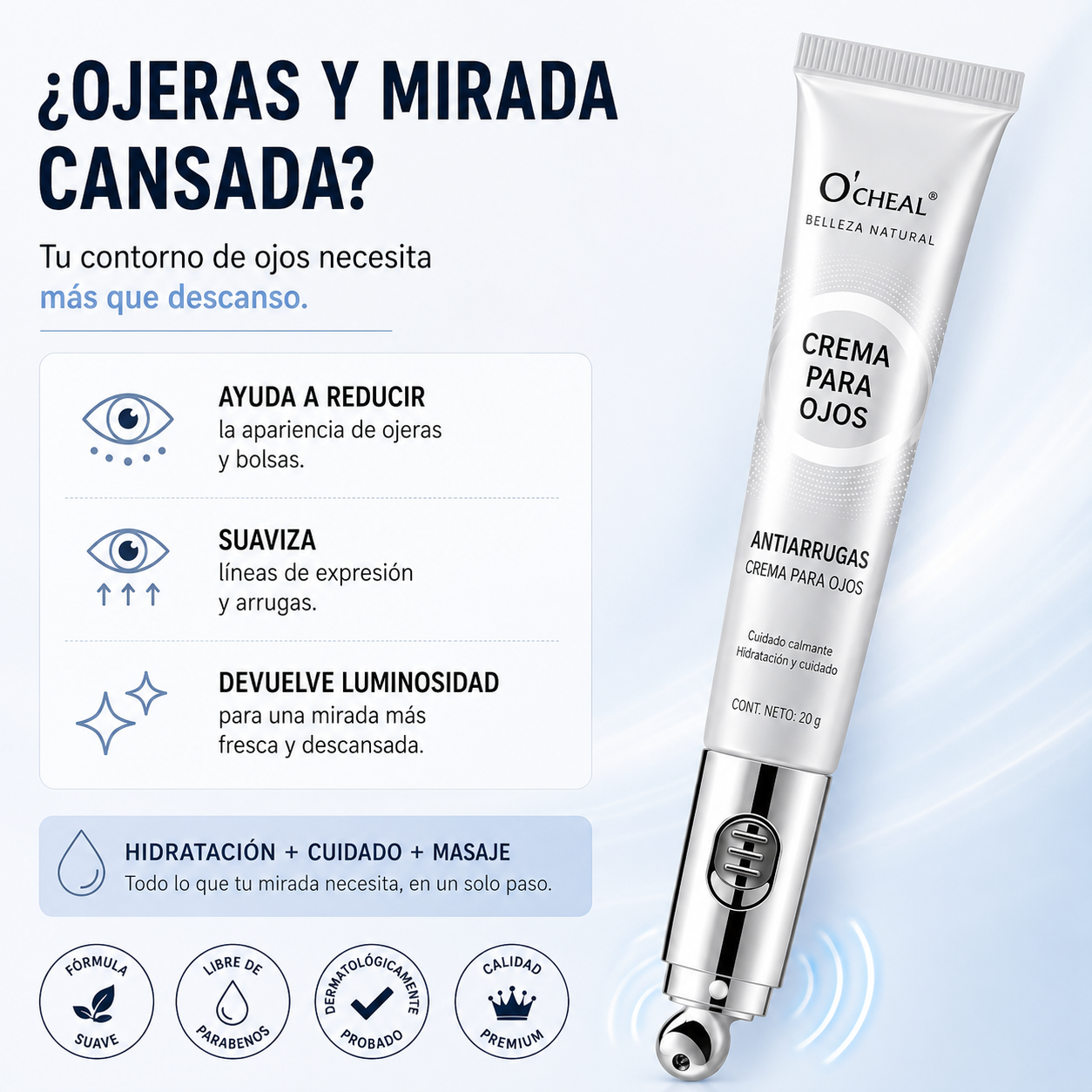 Crema para los ojos y masajeador eléctrico