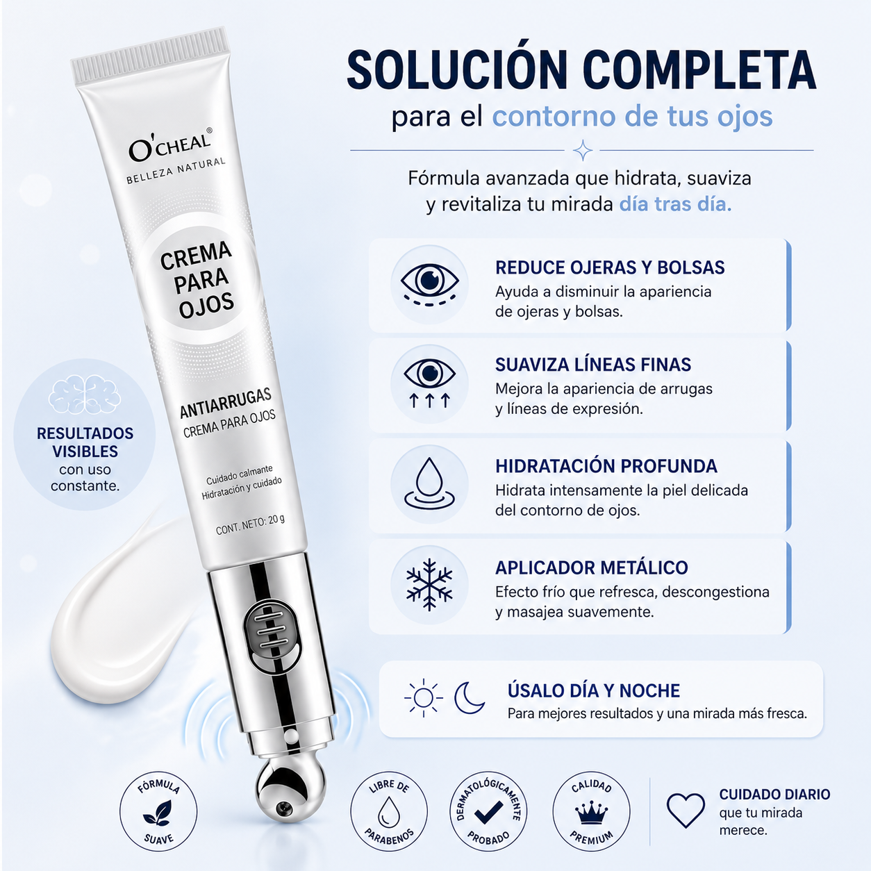 Crema para los ojos y masajeador eléctrico