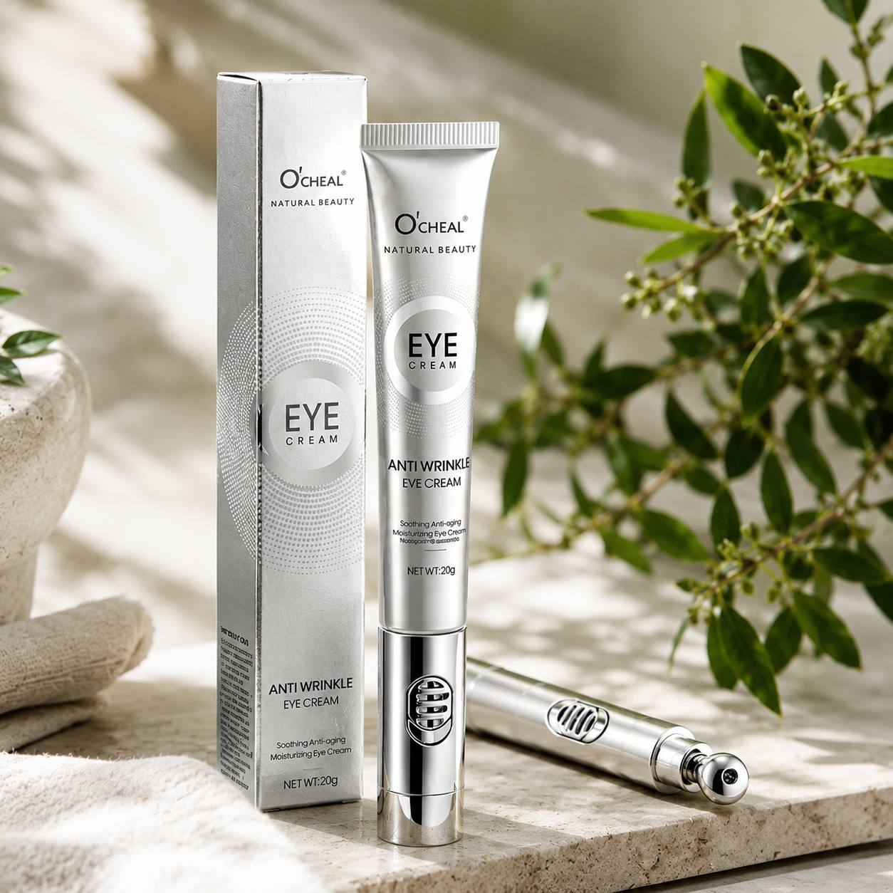 Crema para los ojos y masajeador eléctrico