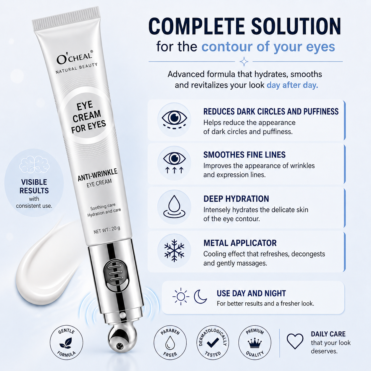 Crema para los ojos y masajeador eléctrico